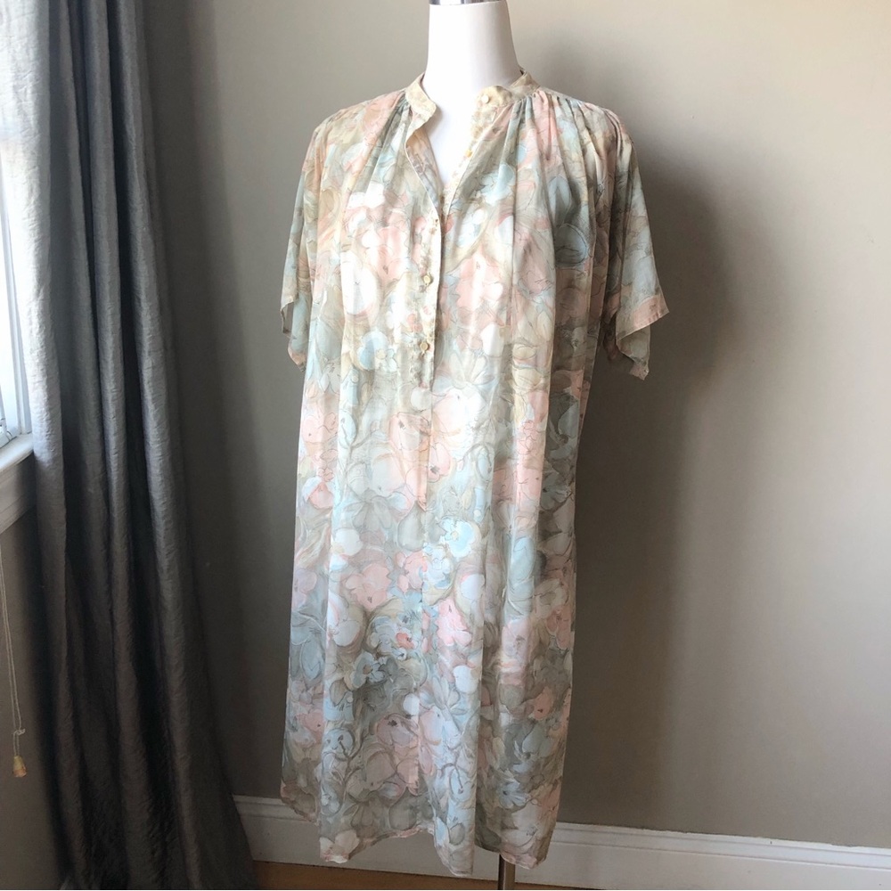 vintage handmade pastel floral tunic dress M/L
